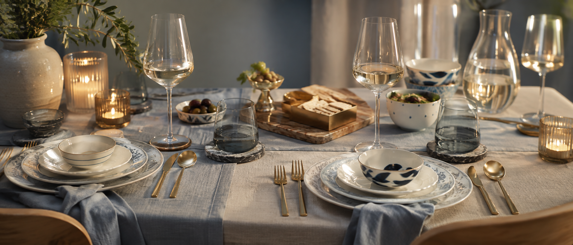 Dorqami tableware arranged for an elegant dining table
