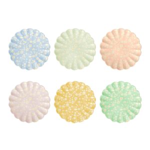 White Beaded Scalloped Dessert Decorative Plates, Set of 4