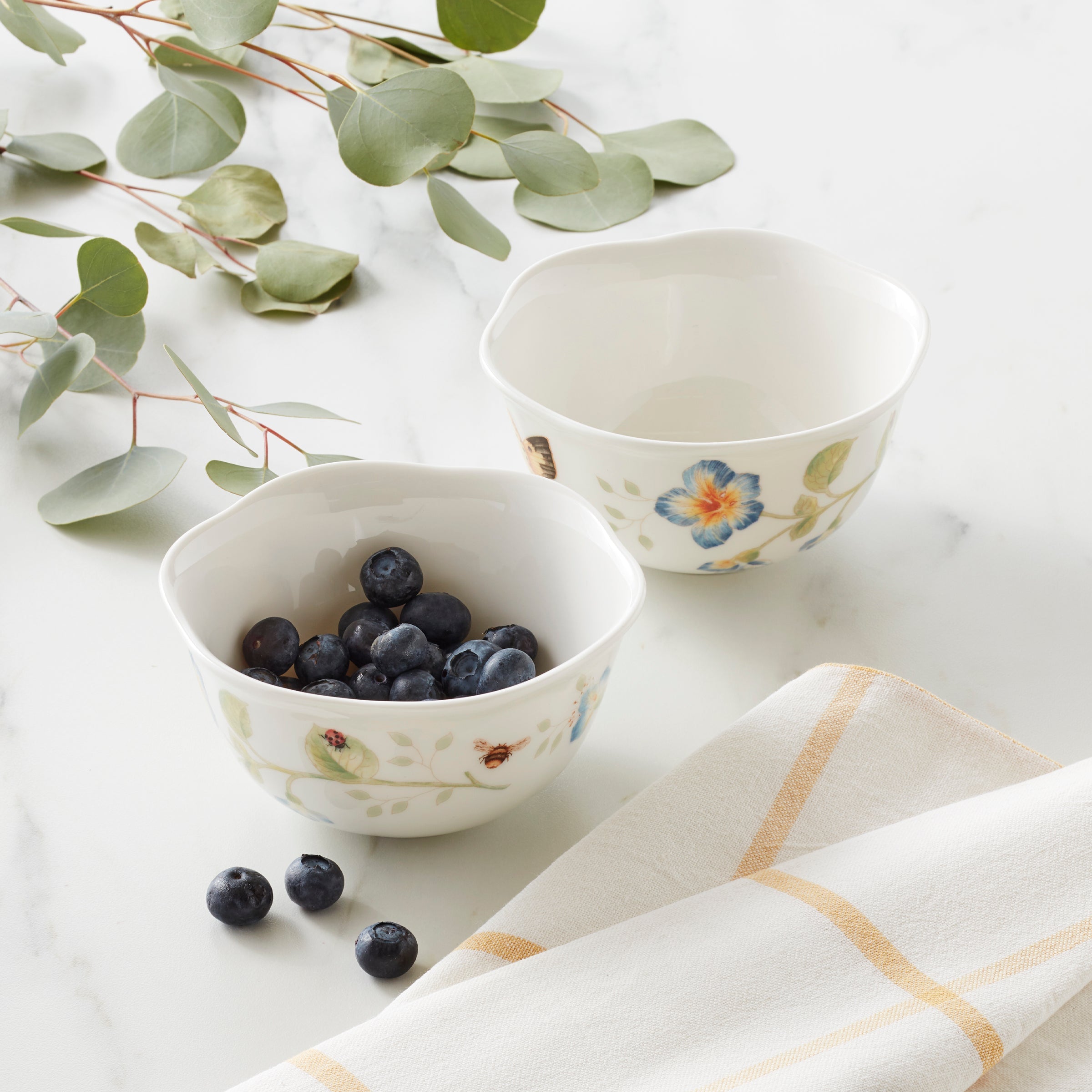 Scalloped Porcelain Dessert Bowls, Set of 2 - Image 5