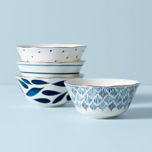 Patterned Porcelain All-Purpose Bowls, Set of 4