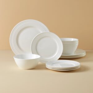 Embossed Bone China Dinnerware Set, 12-Piece