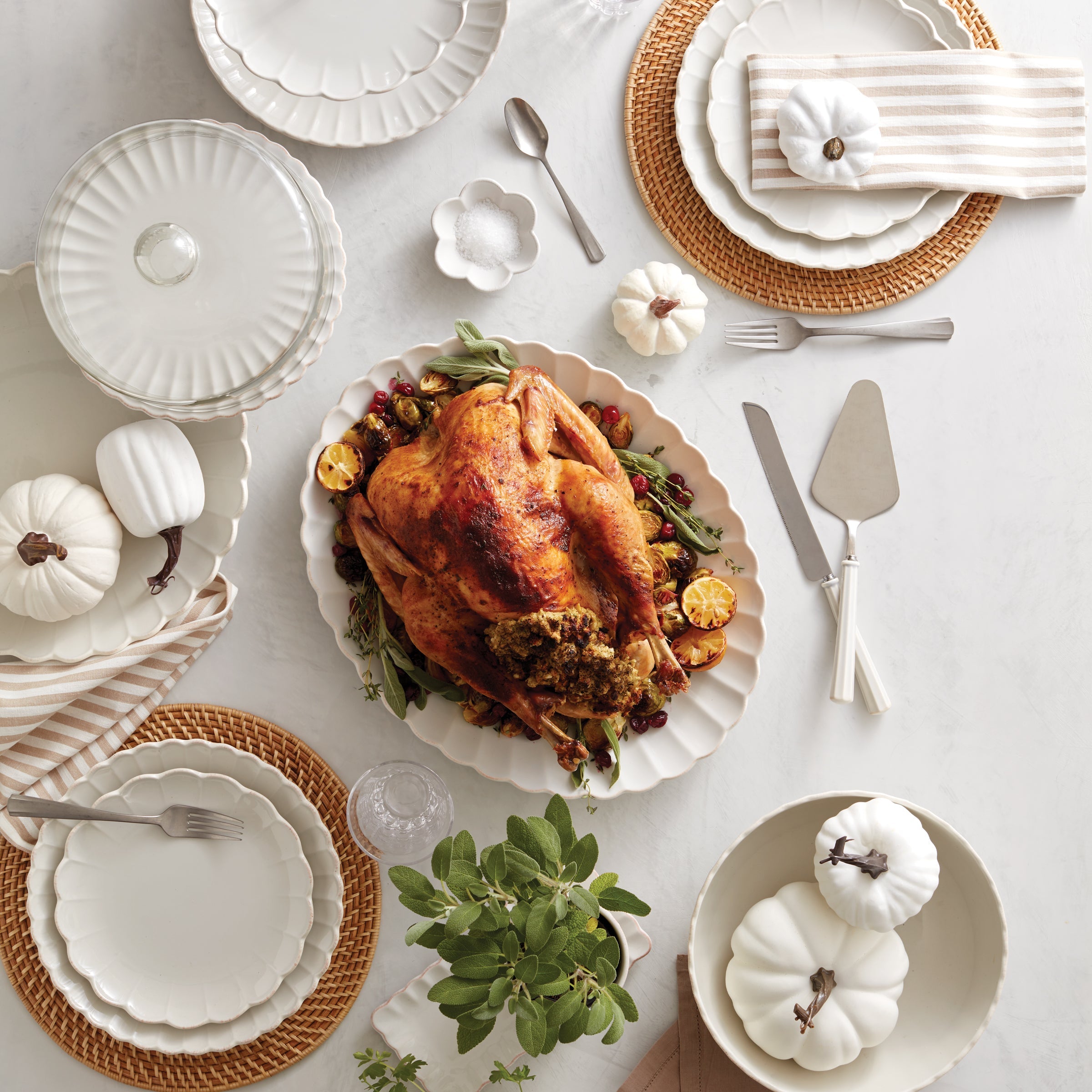White Scalloped Stoneware Dinnerware Set, 12-Piece - Image 5