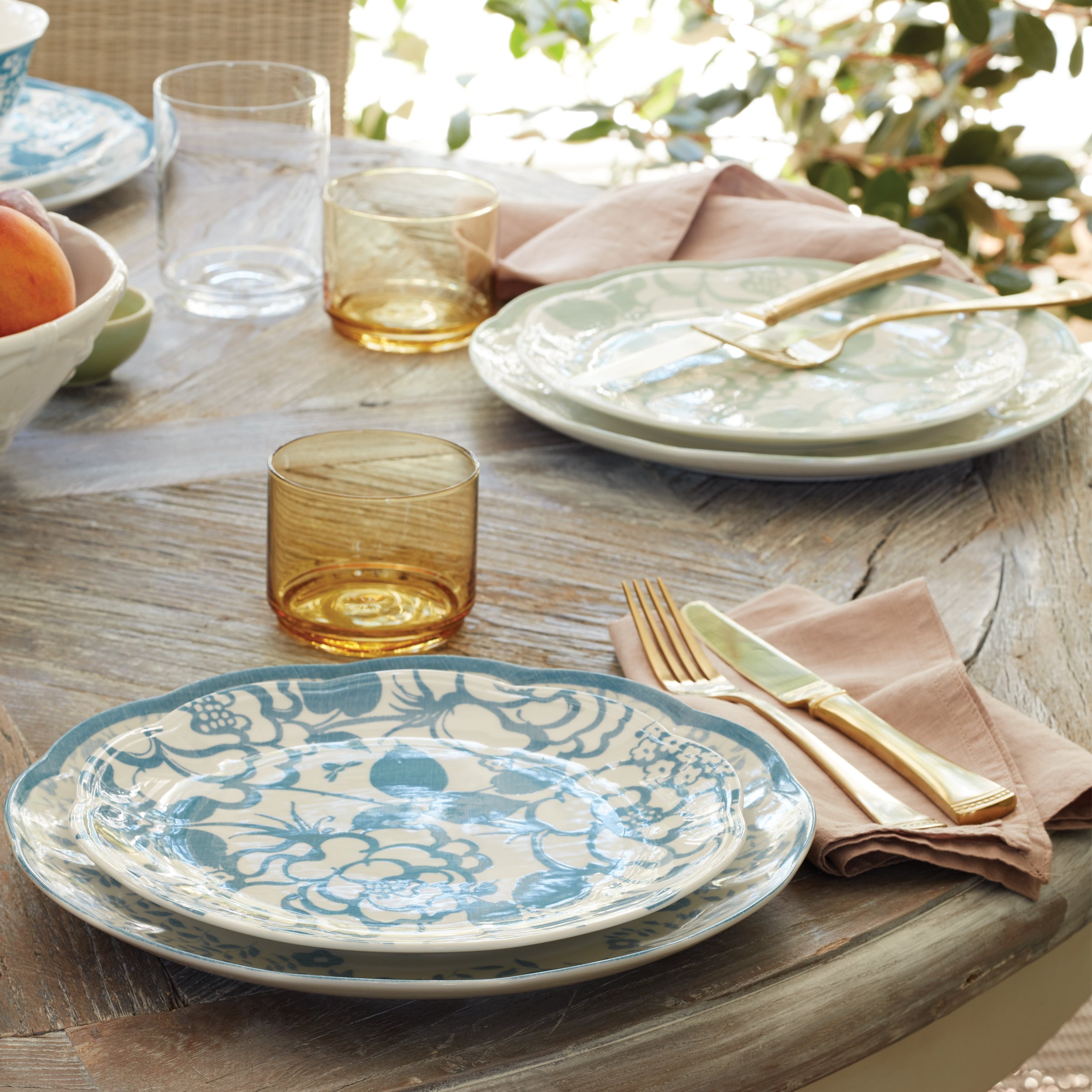 Sage Green Floral Scalloped Dinnerware Set, 12-Piece - Image 10