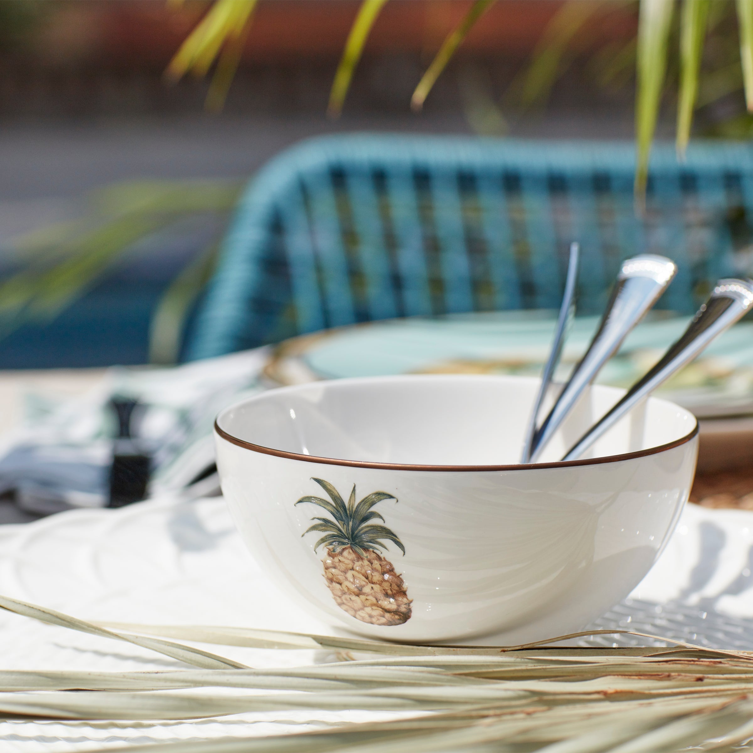 Gold Rim Bamboo Accent Rice Bowl - Image 6