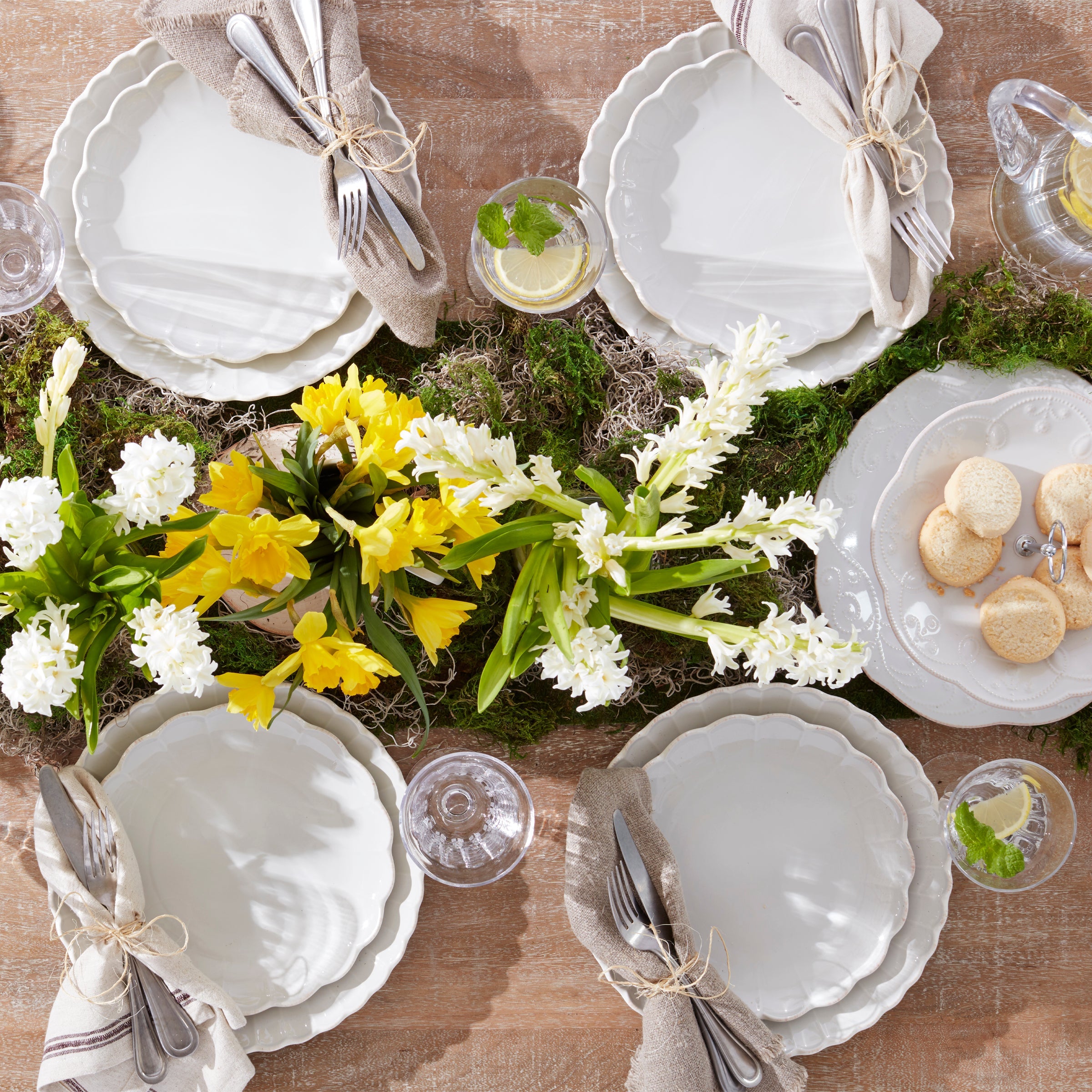 White Scalloped Stoneware Dinnerware Set, 12-Piece - Image 7