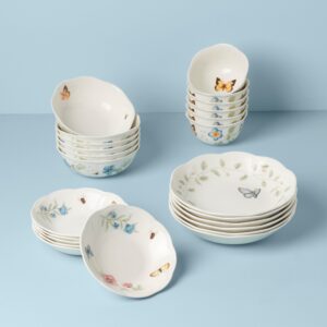 Garden Floral Porcelain Bowl Set, 24-Piece