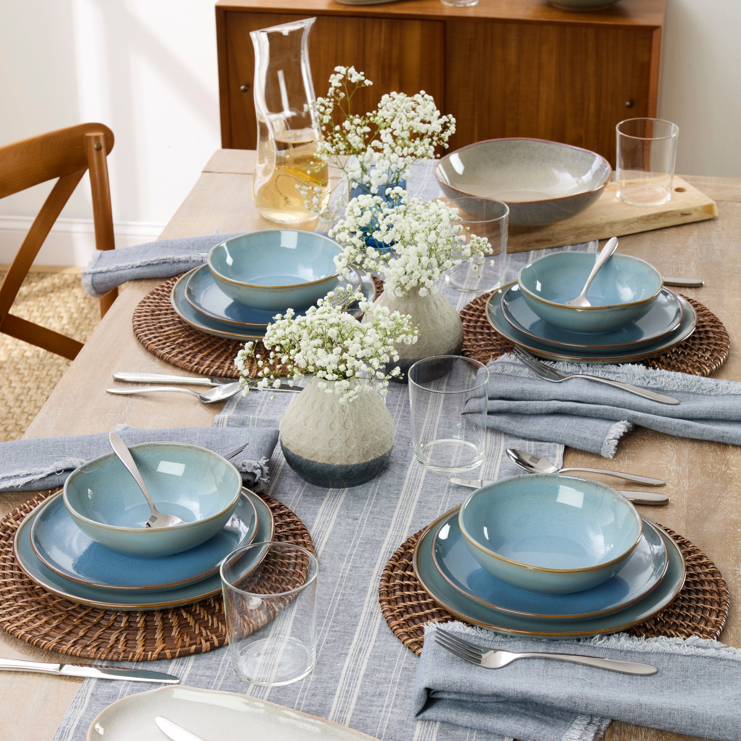 Slate Blue Stoneware Dinnerware Set, 12-Piece - Image 2