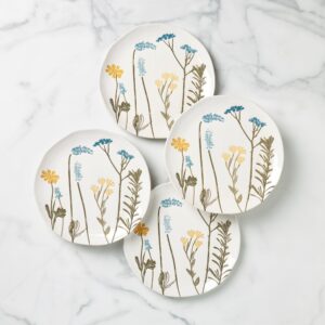Floral Butterfly Accent Decorative Plates, Set of 4