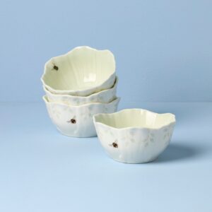 Light Green Floral Dessert Bowls, Set of 4
