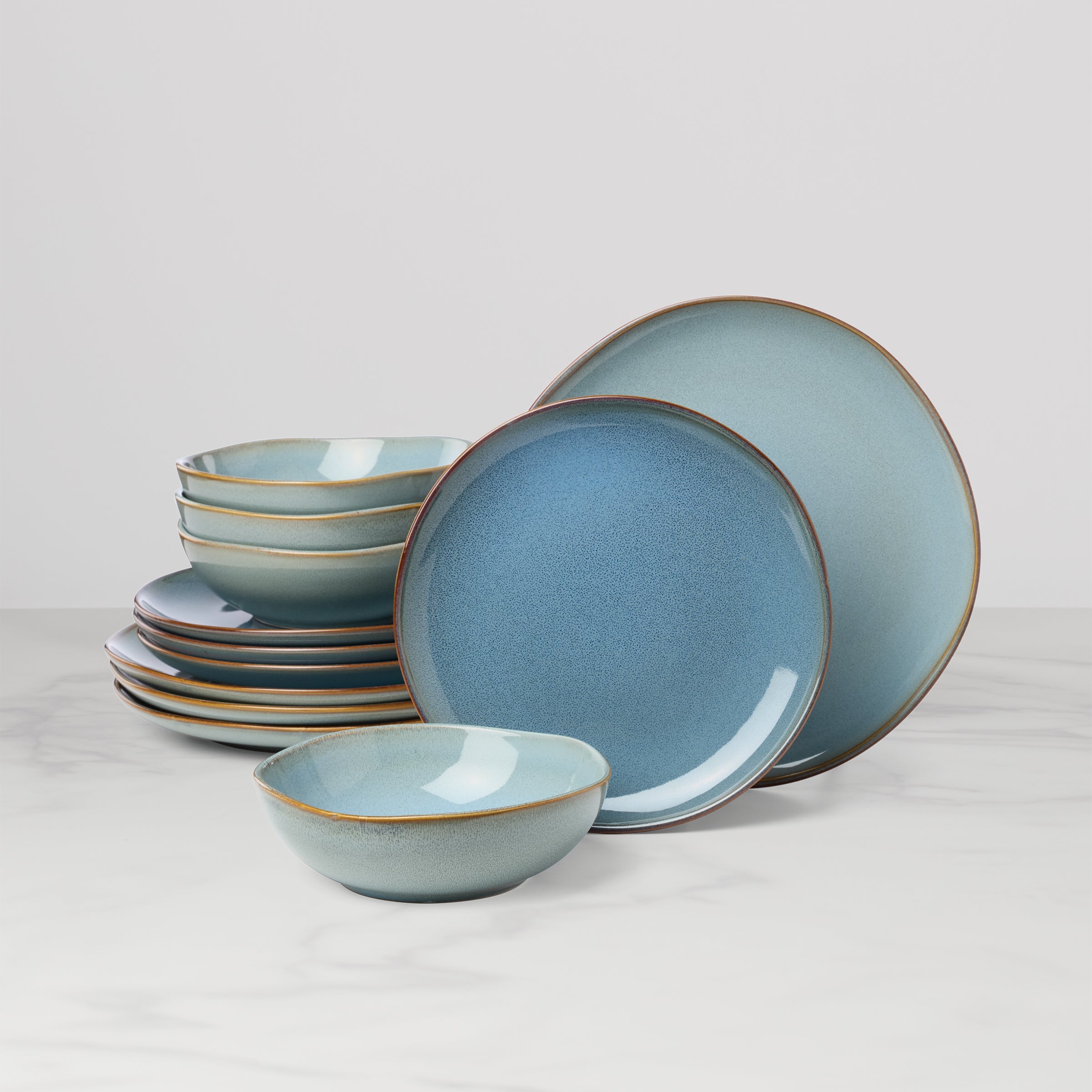 Slate Blue Stoneware Dinnerware Set, 12-Piece