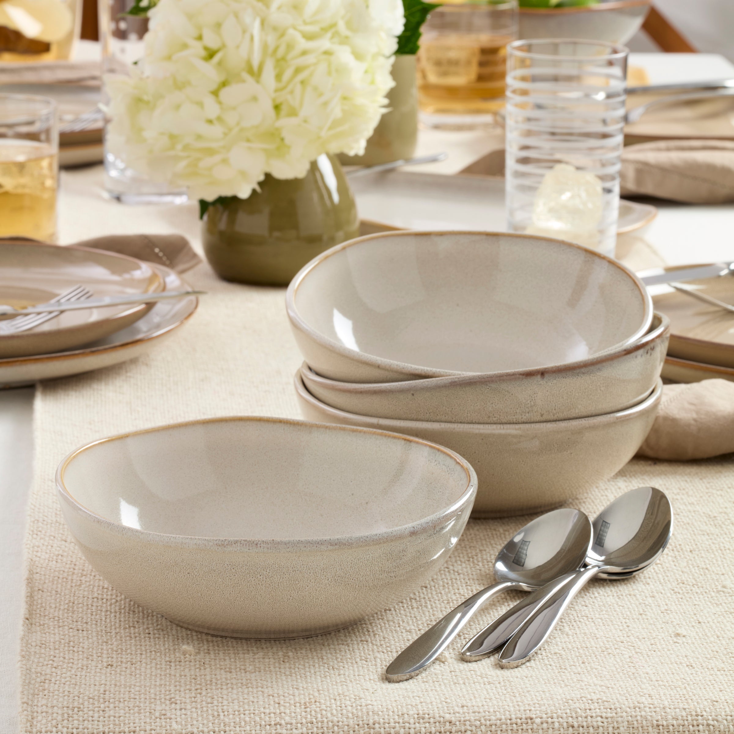 Cream Oatmeal Stoneware Dinnerware Set, 12-Piece - Image 5