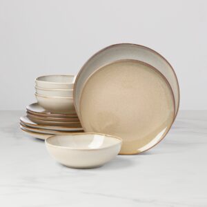 Cream Oatmeal Stoneware Dinnerware Set, 12-Piece