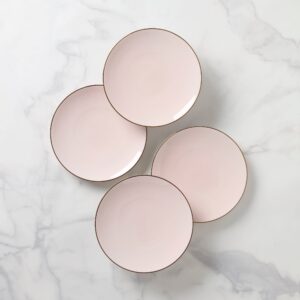 White Ribbed Accent Decorative Plates, Set of 4