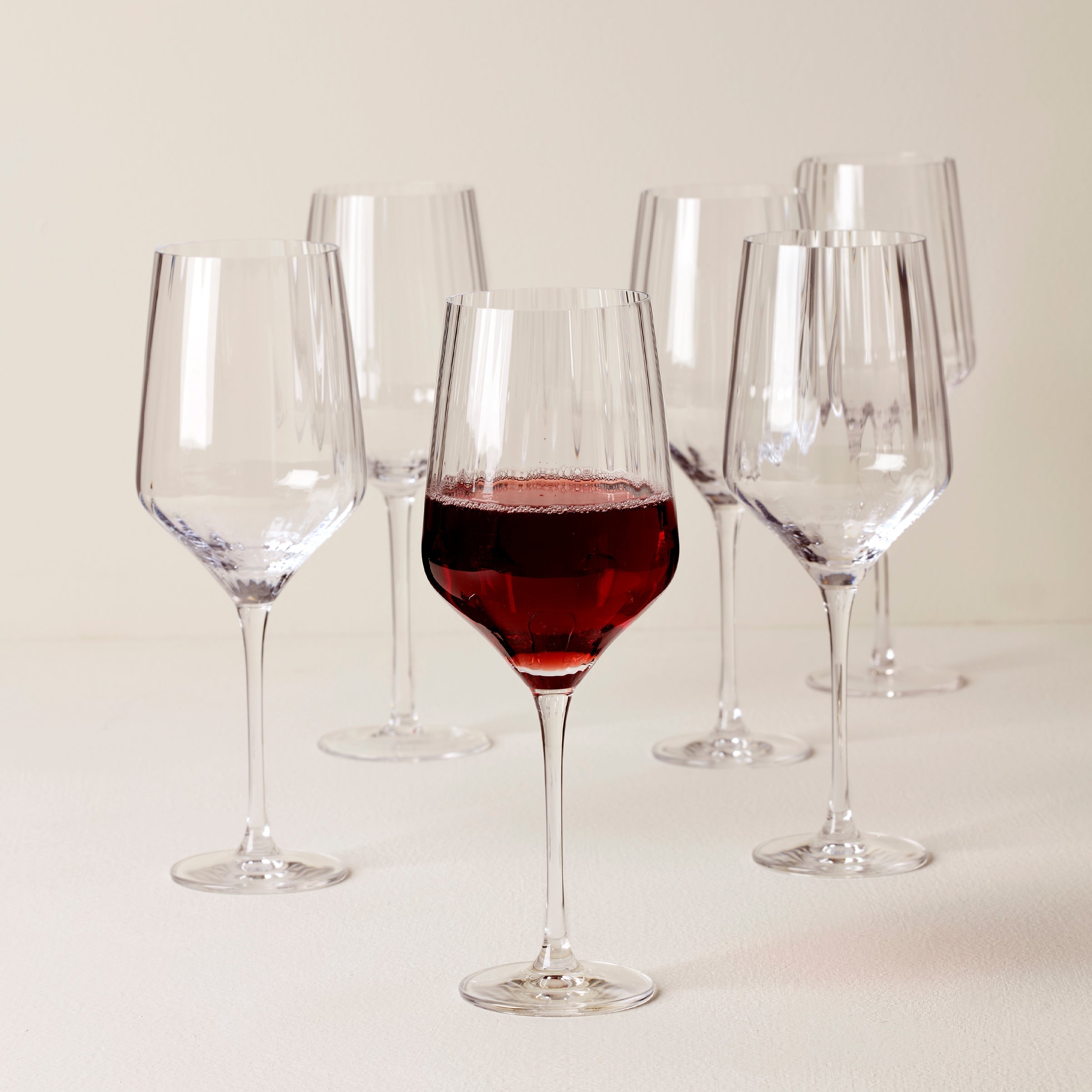 Angled Optic Wine Glasses - Set of 6 - Image 2