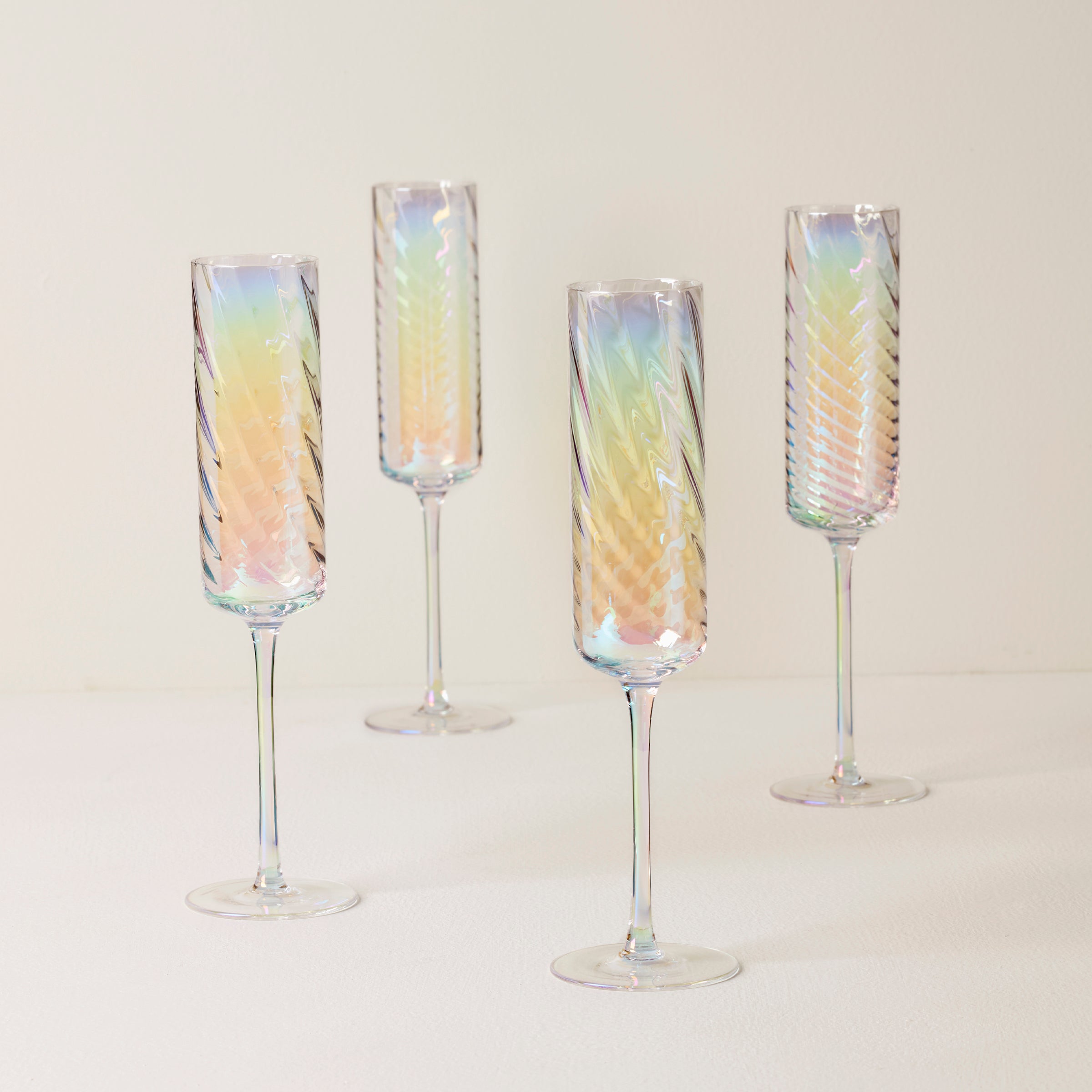 Iridescent Champagne Flutes - Set of 4