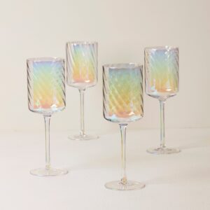 Iridescent Red Wine Glasses - Set of 4