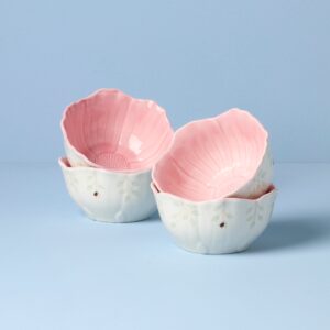 Light Pink Floral Dessert Bowls, Set of 4