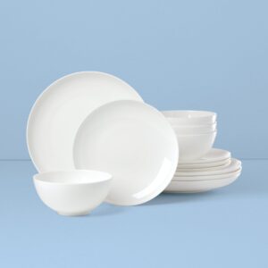 White Bone China Coupe Dinnerware Set, 12-Piece