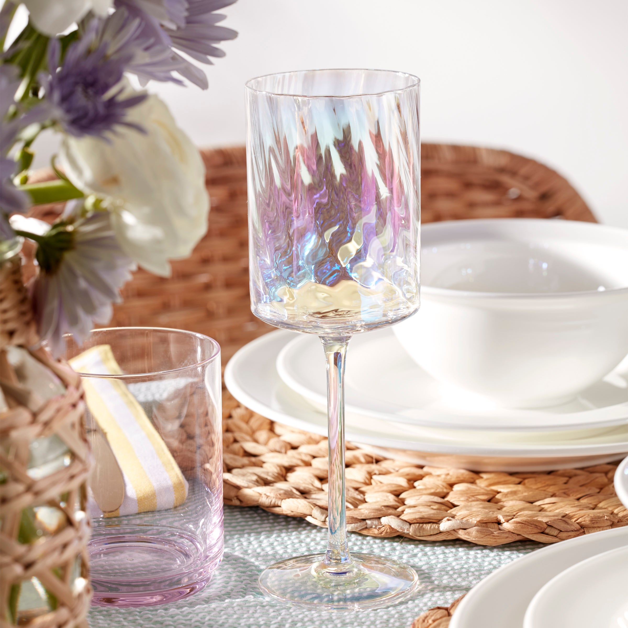Iridescent White Wine Glasses - Set of 4 - Image 3