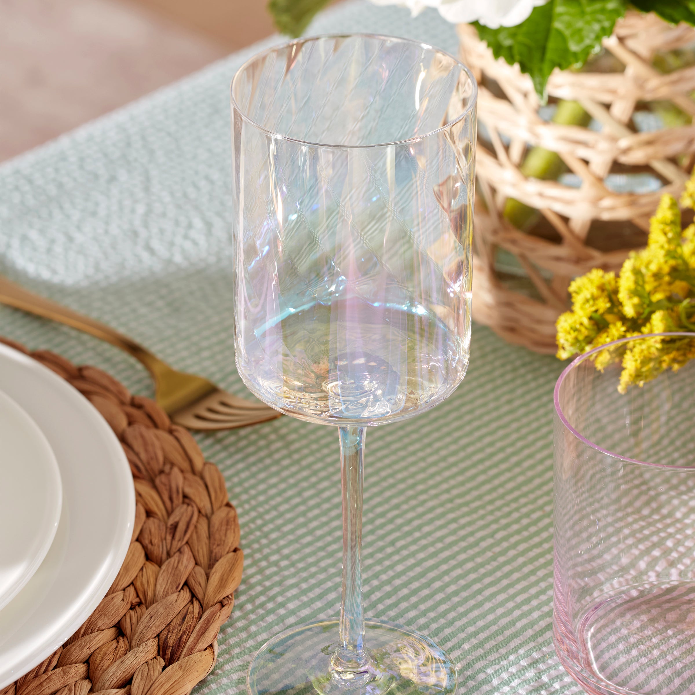Iridescent White Wine Glasses - Set of 4 - Image 6