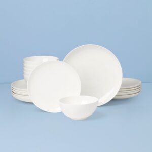 White Bone China Coupe Dinnerware Set, 18-Piece