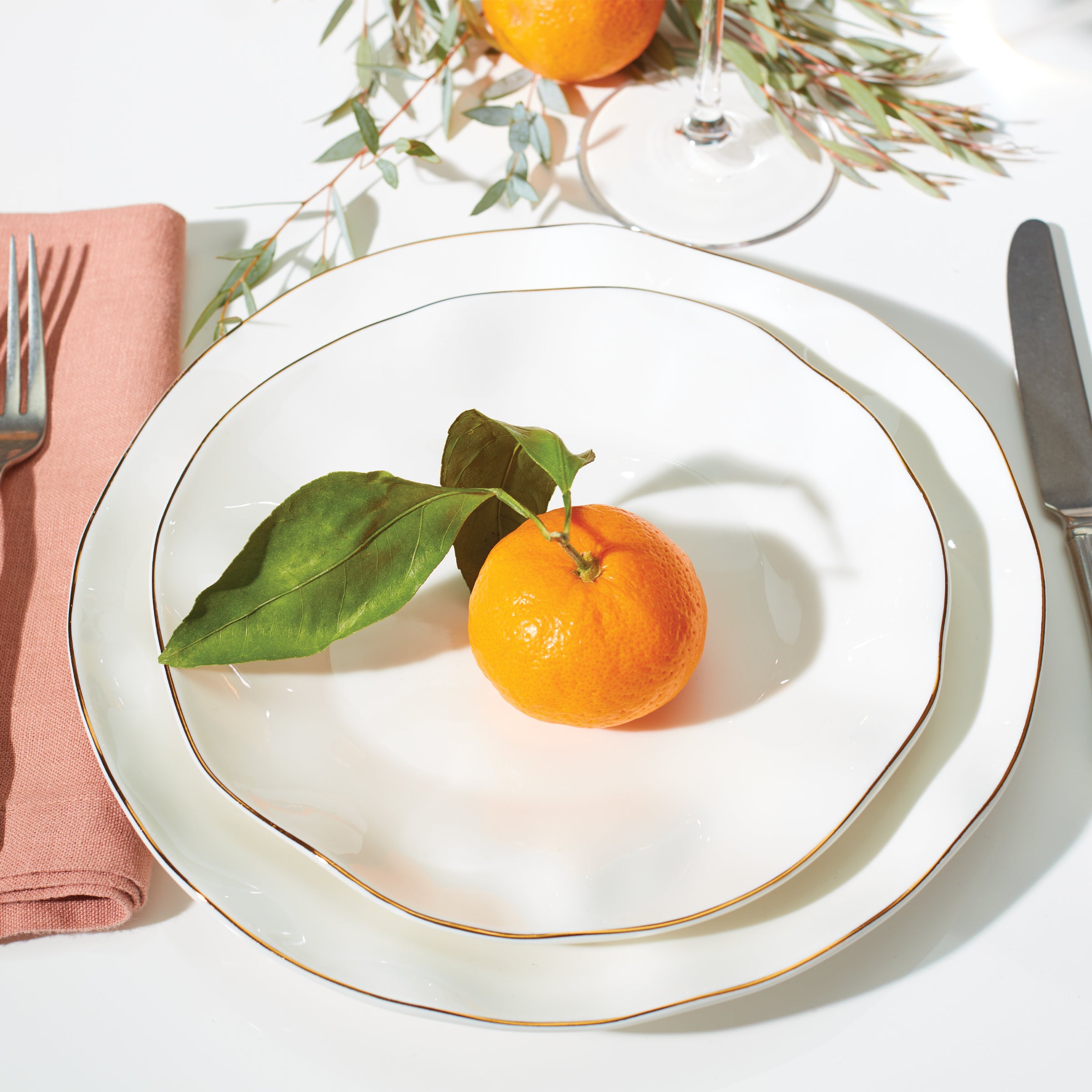 White Porcelain Gold Rim Dinnerware Set, 18-Piece - Image 3