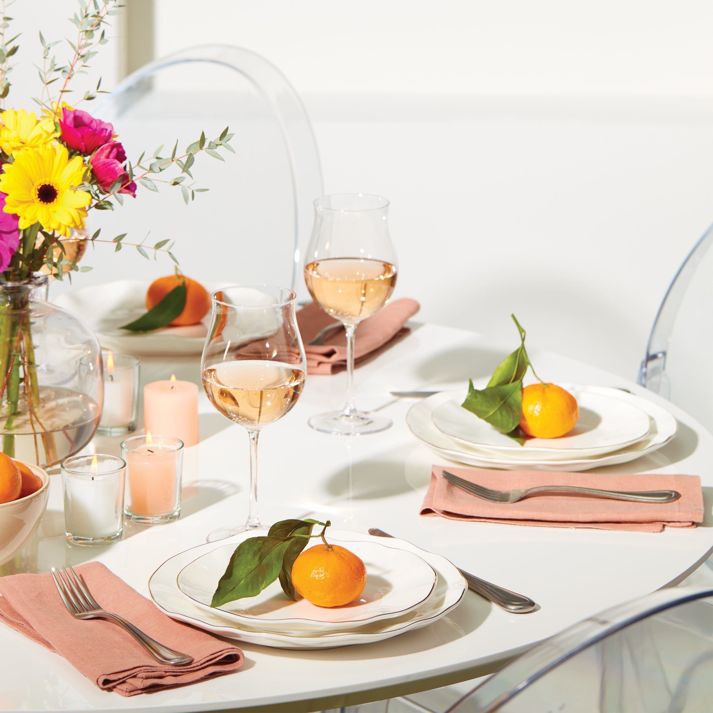 White Porcelain Gold Rim Dinnerware Set, 18-Piece - Image 2