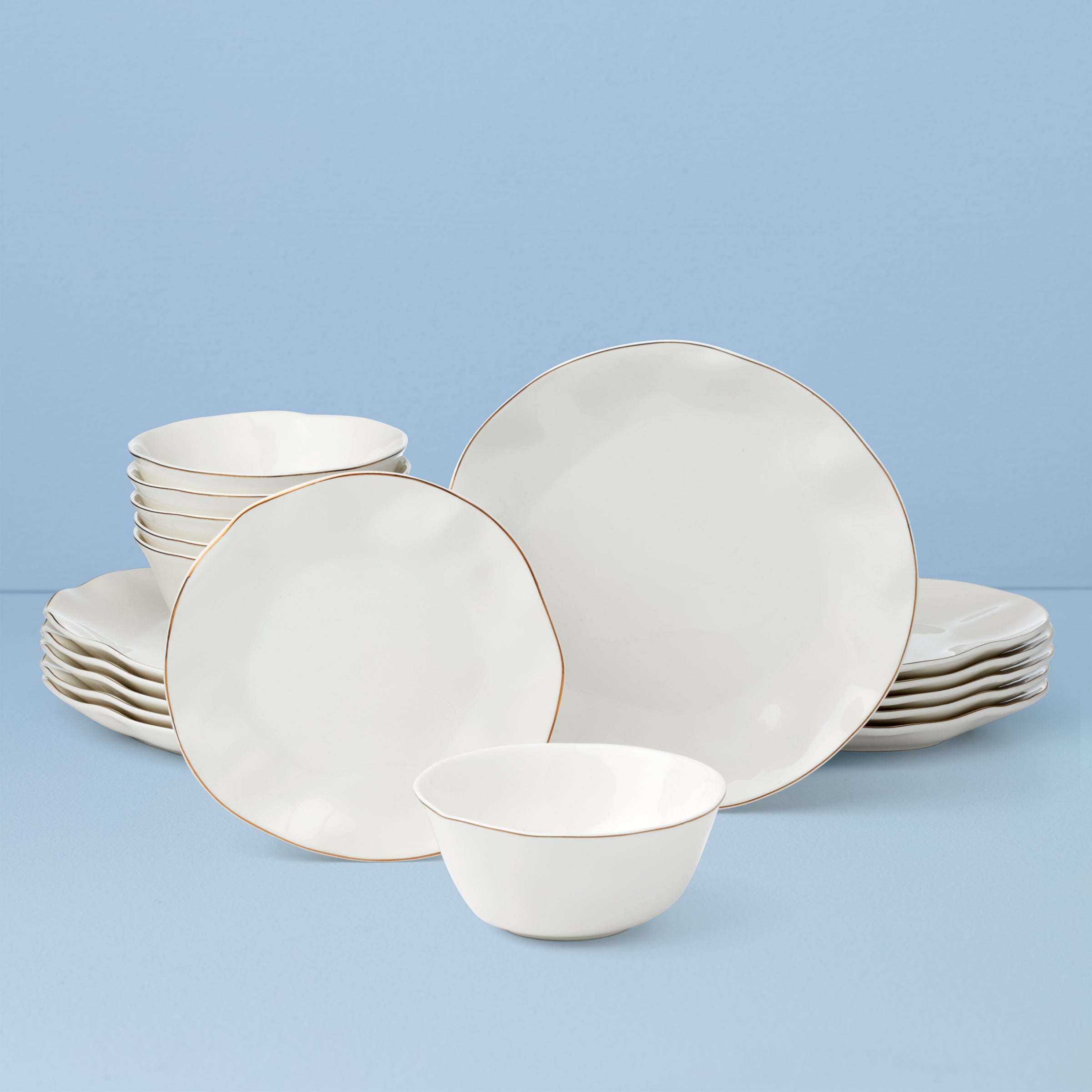 White Porcelain Gold Rim Dinnerware Set, 18-Piece