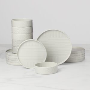 Vapor Gray Textured Porcelain Dinnerware Set, 18-Piece