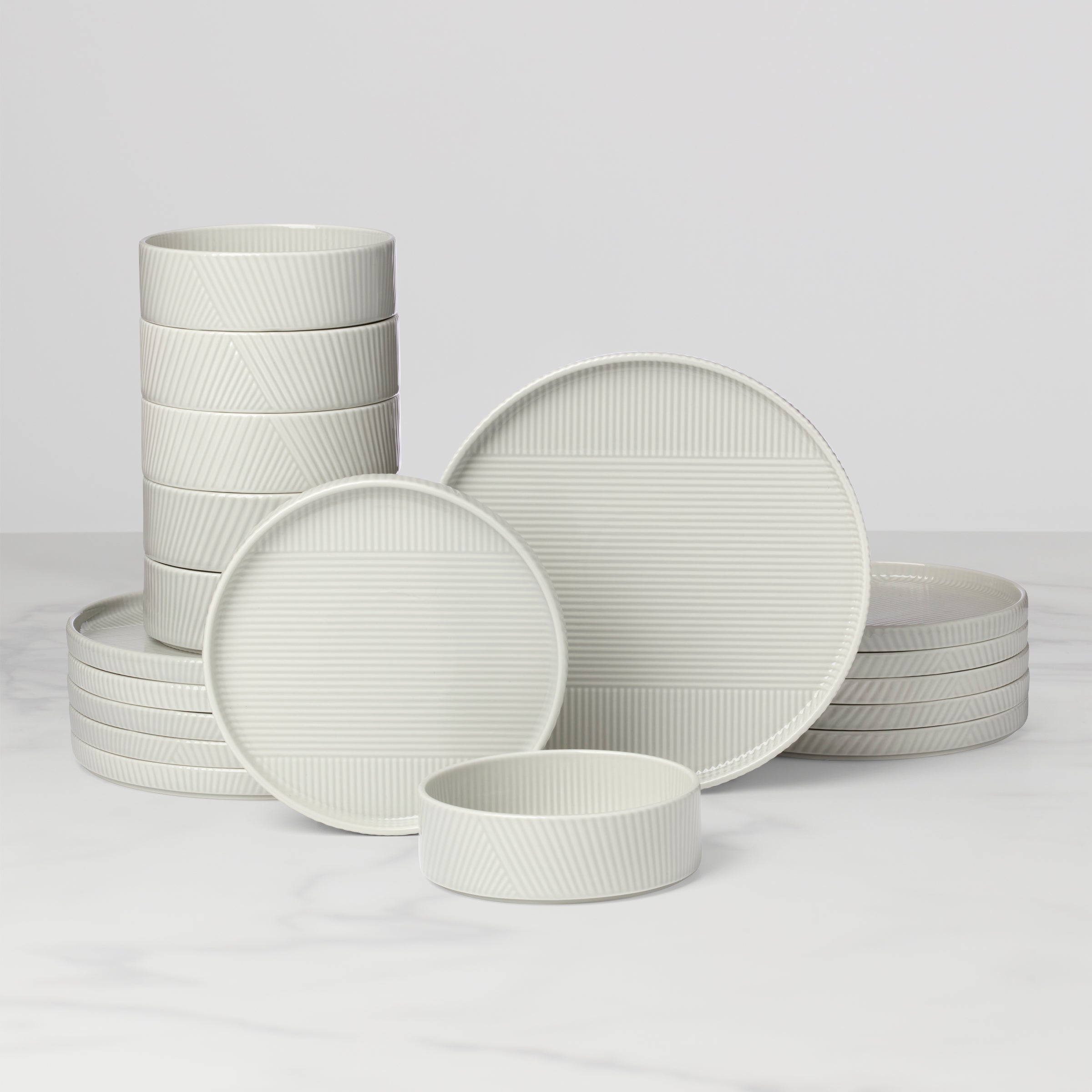 Vapor Gray Textured Porcelain Dinnerware Set, 18-Piece