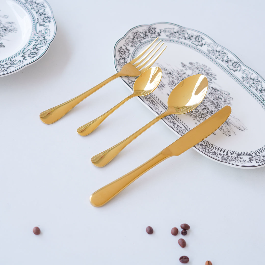 24-Piece Luxury Gold Cutlery Set | 304 Stainless Steel Flatware| Classic Design