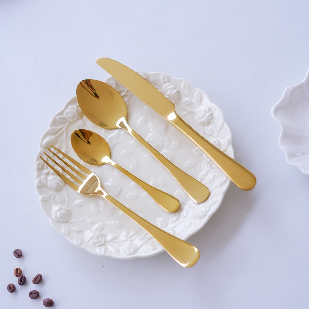24-Piece Luxury Gold Cutlery Set | 304 Stainless Steel Flatware| Classic Design - Image 2