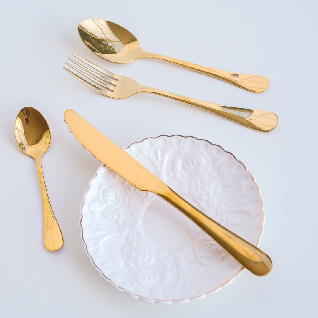 24-Piece Luxury Gold Cutlery Set | 304 Stainless Steel Flatware| Classic Design - Image 3