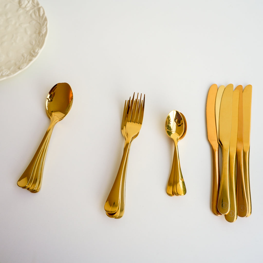 24-Piece Luxury Gold Cutlery Set | 304 Stainless Steel Flatware| Classic Design - Image 4