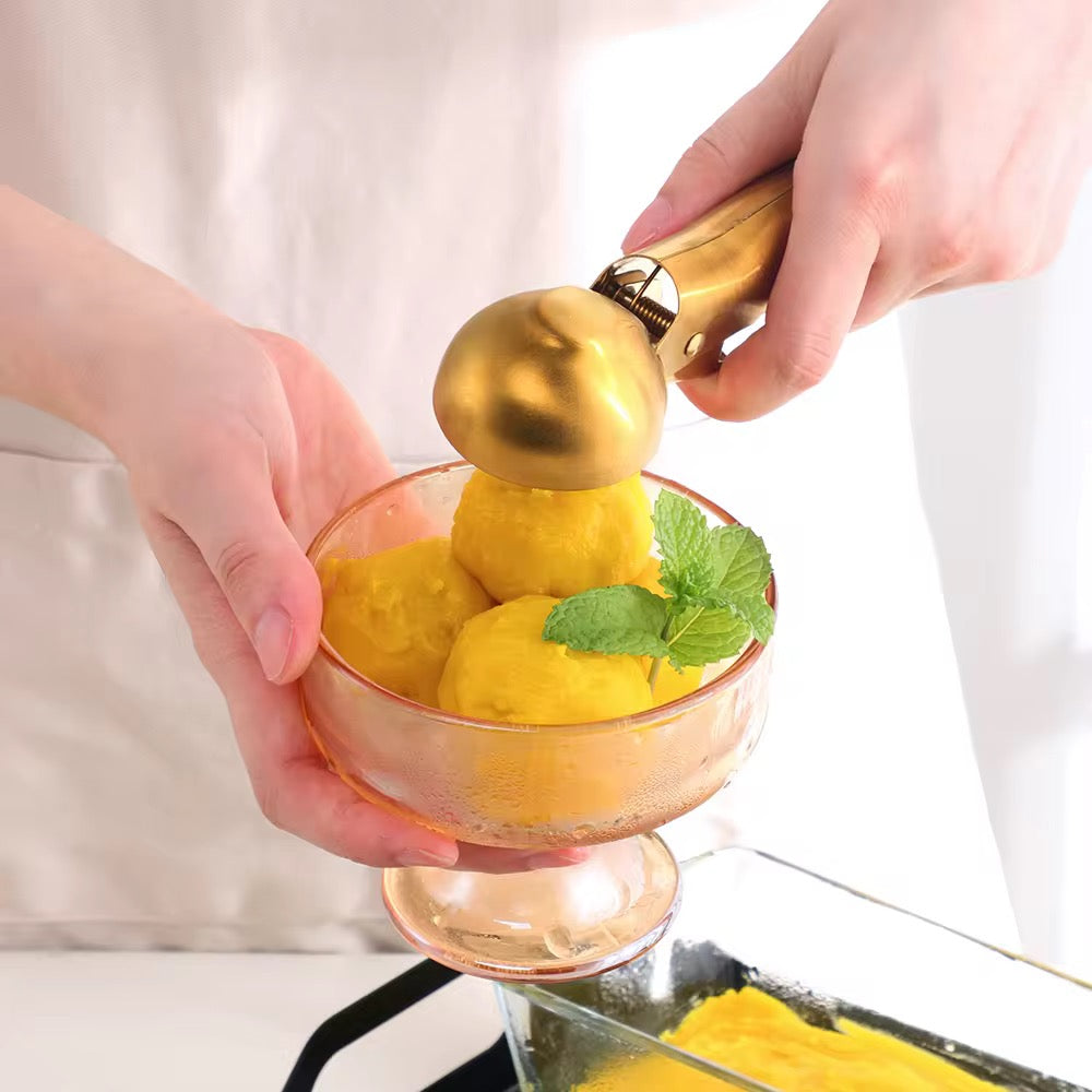 Ice Cream Scooper with Lever | Gold | Silver Stainless Steel - Image 3