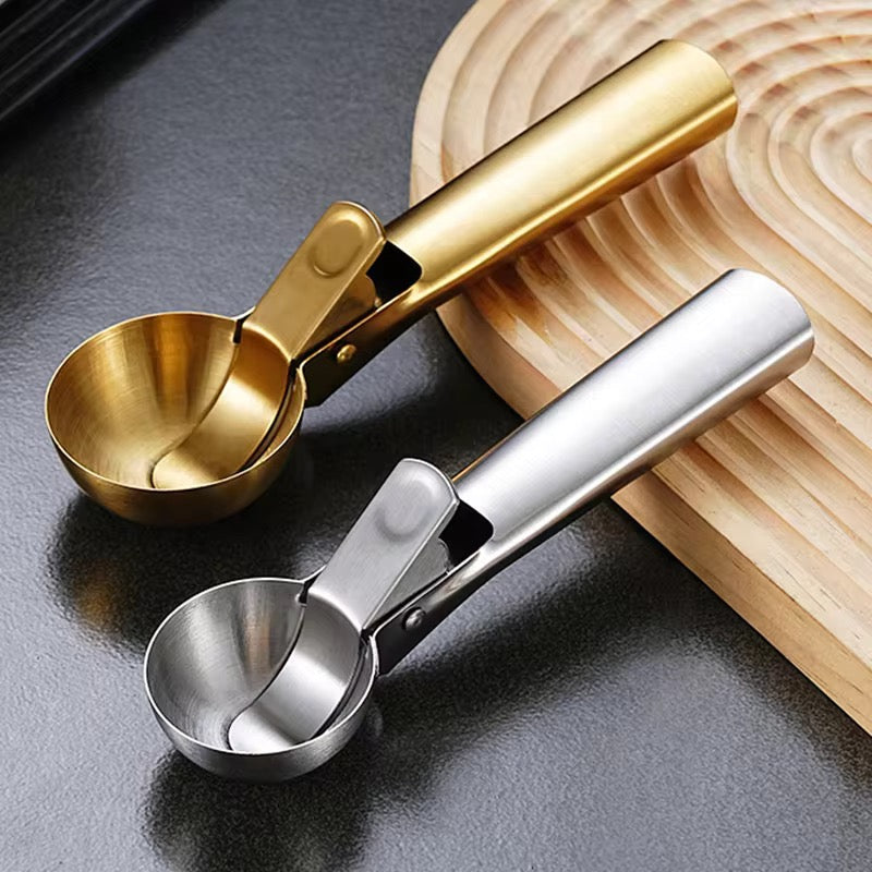 Ice Cream Scooper with Lever | Gold | Silver Stainless Steel - Image 2