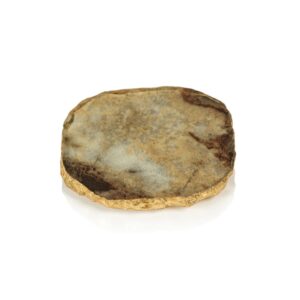 Gold Rim Agate Glass Coasters - Set of 4