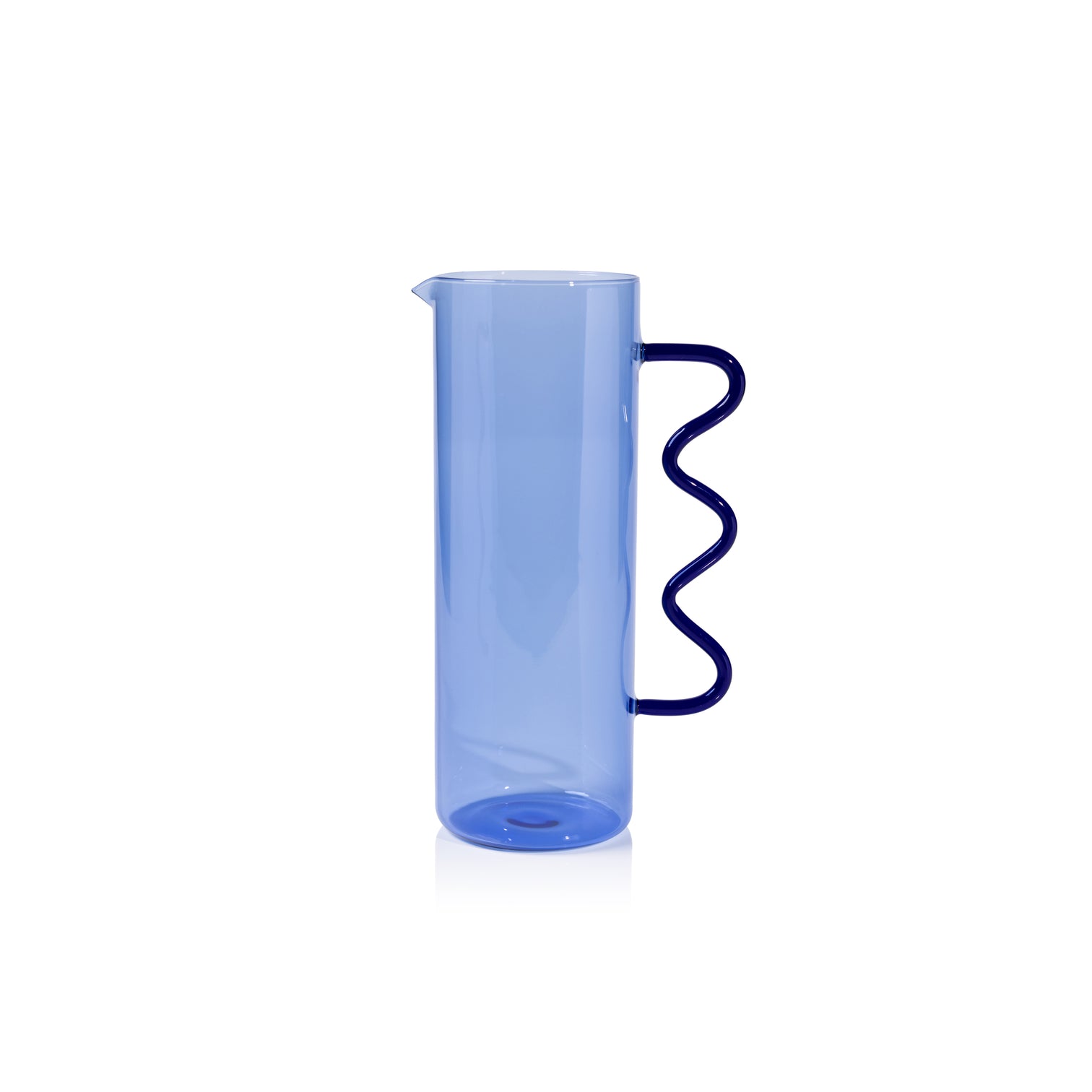 Blue Glass Pitcher with Wavy Handle - Image 2
