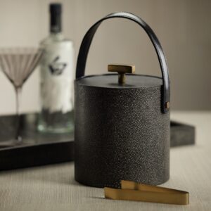 Shagreen Ice Bucket with Gold Ice Tong