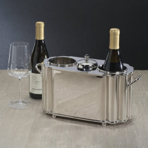 Polished Nickel Fluted Two-Bottle Wine Cooler