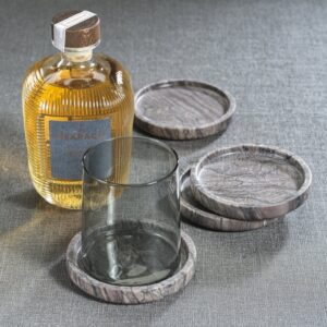 Brown Breccia Marble Coasters - Set of 4