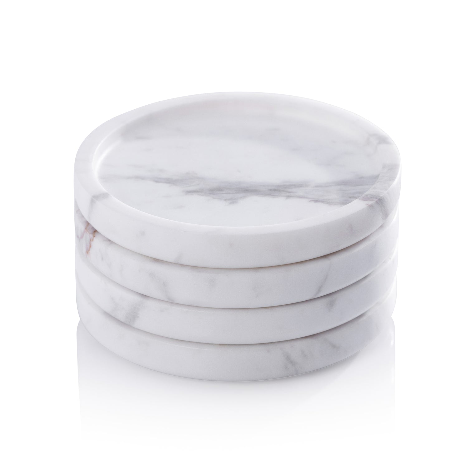 White Marble Stone Coasters - Set of 4 - Image 2