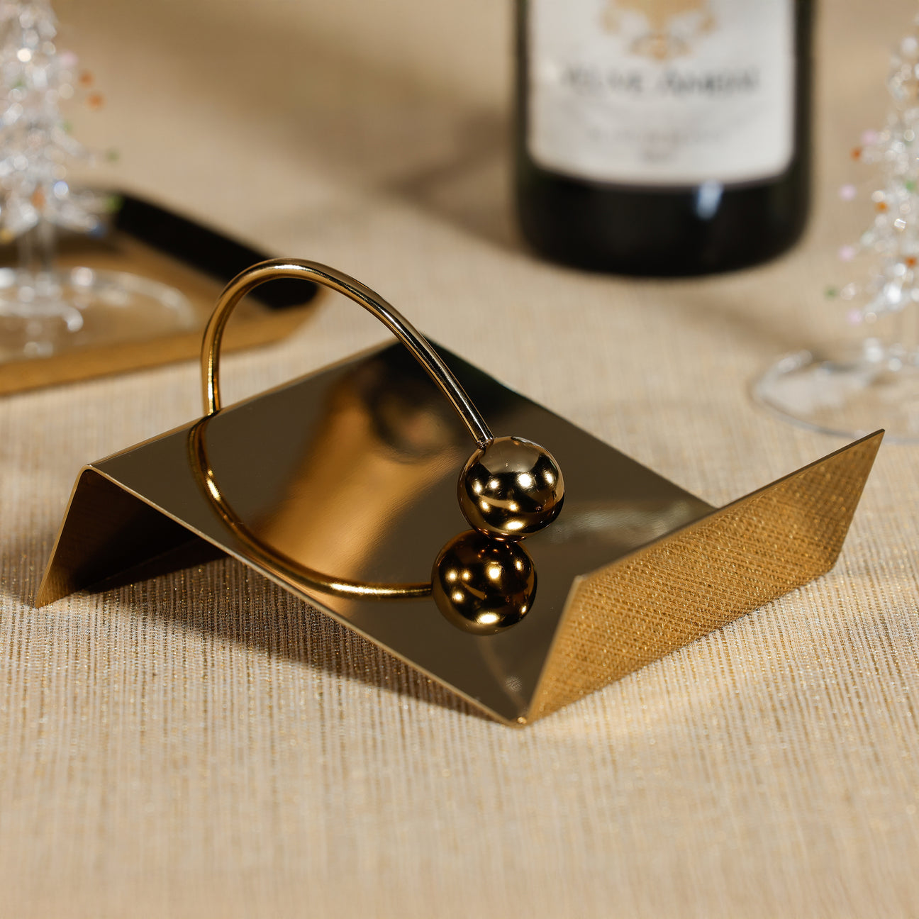 Polished Gold Cocktail Napkin Holder - Image 5