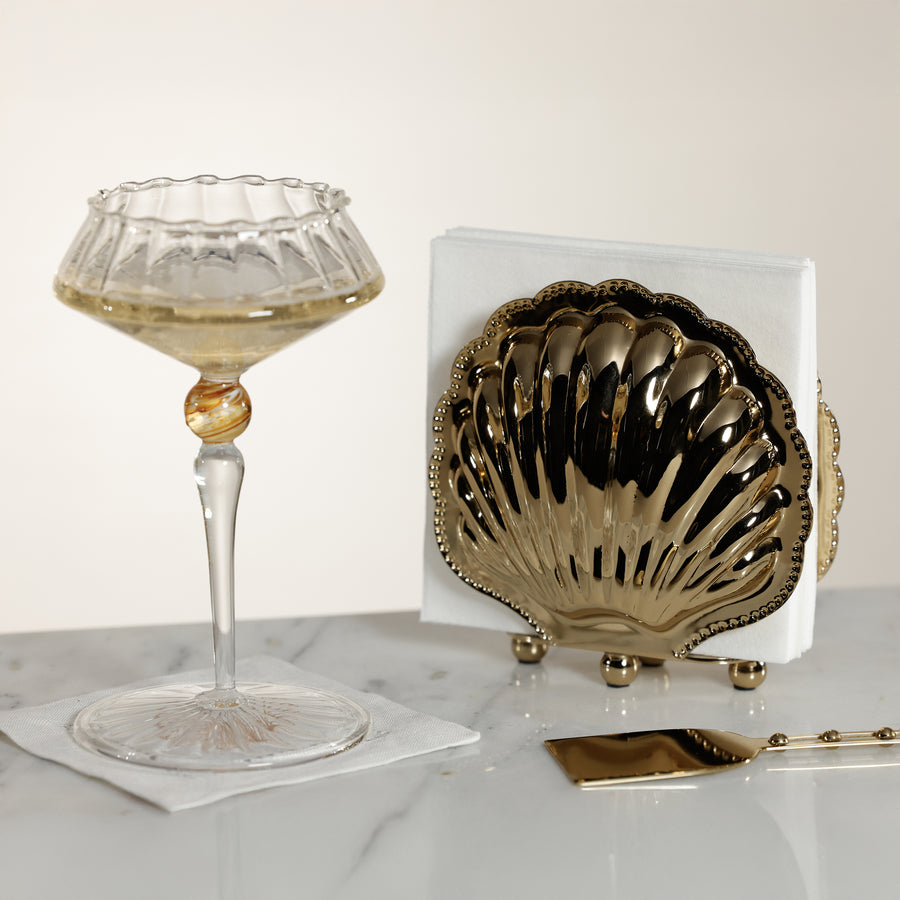 Polished Gold Fan Shell Napkin Holder - Image 3