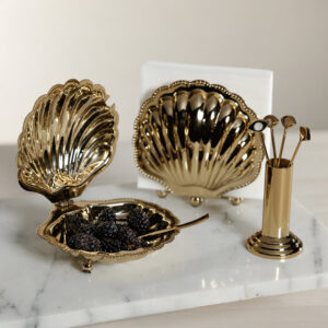 Polished Gold Fan Shell Napkin Holder