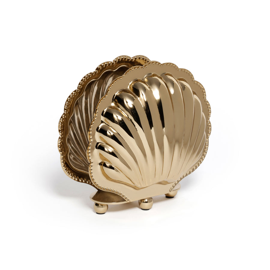 Polished Gold Fan Shell Napkin Holder - Image 2