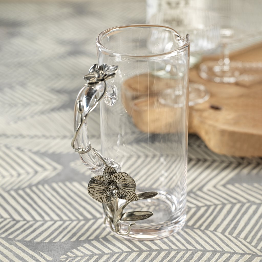 Orchid Accent Glass Pitcher