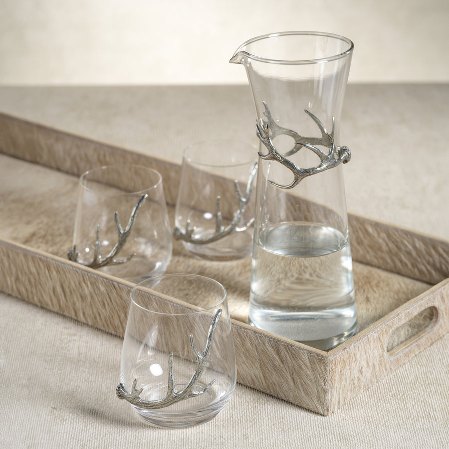 Pewter Antler Glass Carafe and Stemless Set - Image 2