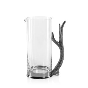 Pewter Antler Glass Pitcher and Rocks Set