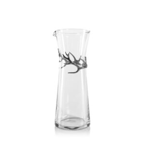 Pewter Antler Glass Carafe and Stemless Set